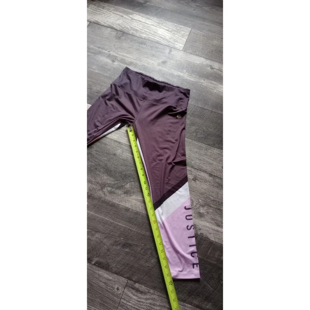 Justice Girls XL Coal, Pink, Orange Leggings With Logo Graphic On Side Of Leg